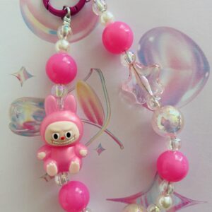 Labubu themed Bag Charm/Phone Accessory Hot Pink