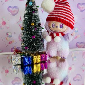 Labubu Christmas Hat & Scarf Red and White