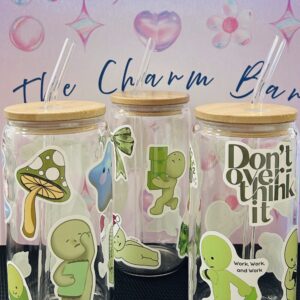 smiski themed custom tumber with bamboo lid and straw