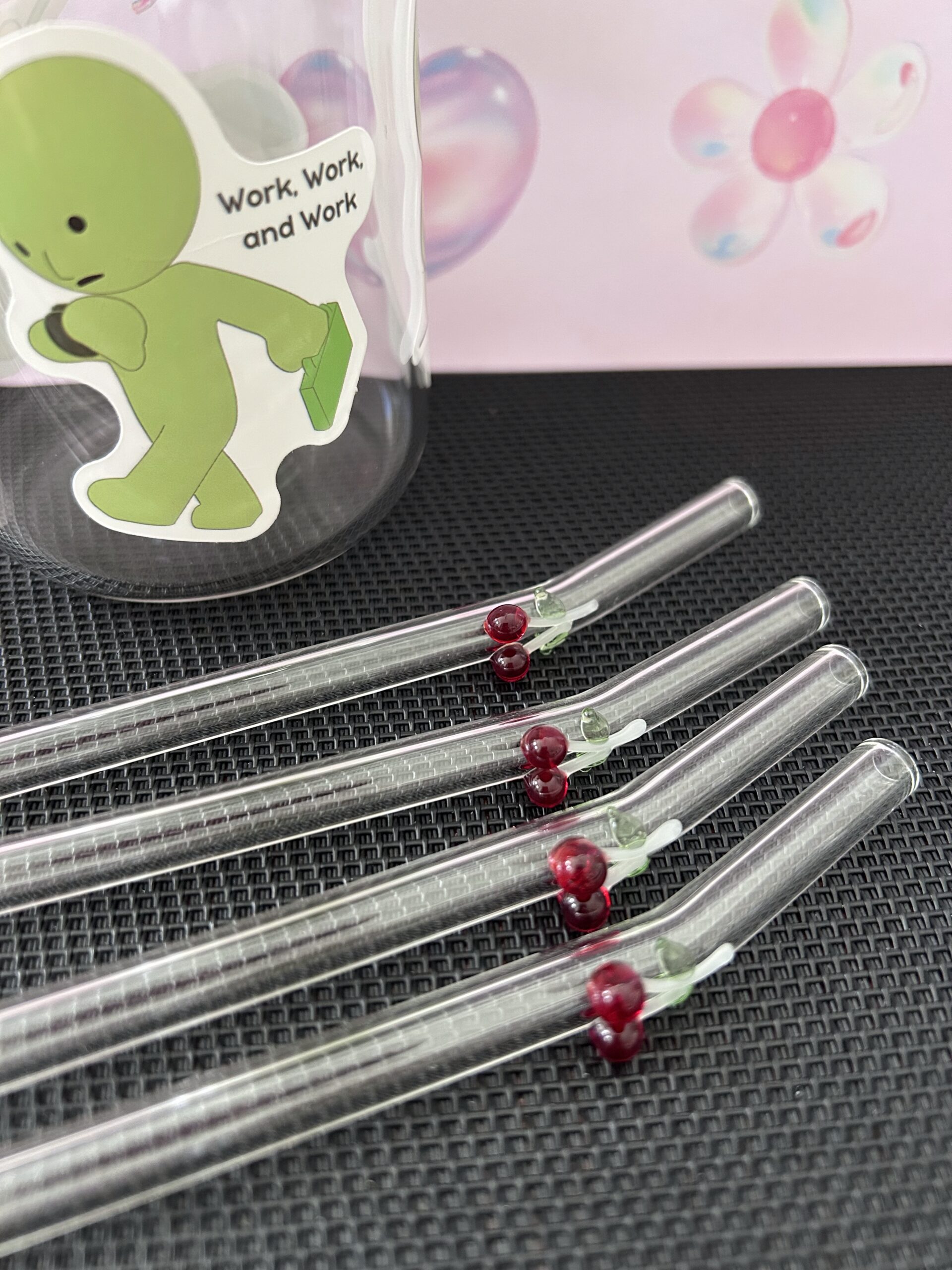 glass cherry straw glass cherry straw