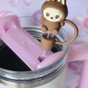 Labubu themed Straw Topper Brown